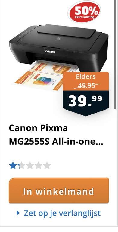 [trekpleister] Canon Pixma MG2555S All-in-one Printer €19,99