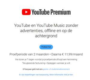 2 maanden Youtube Premium gratis