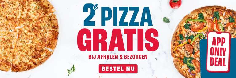 [App only!] Domino's pizza 1+1 gratis (afhalen en bezorgen)