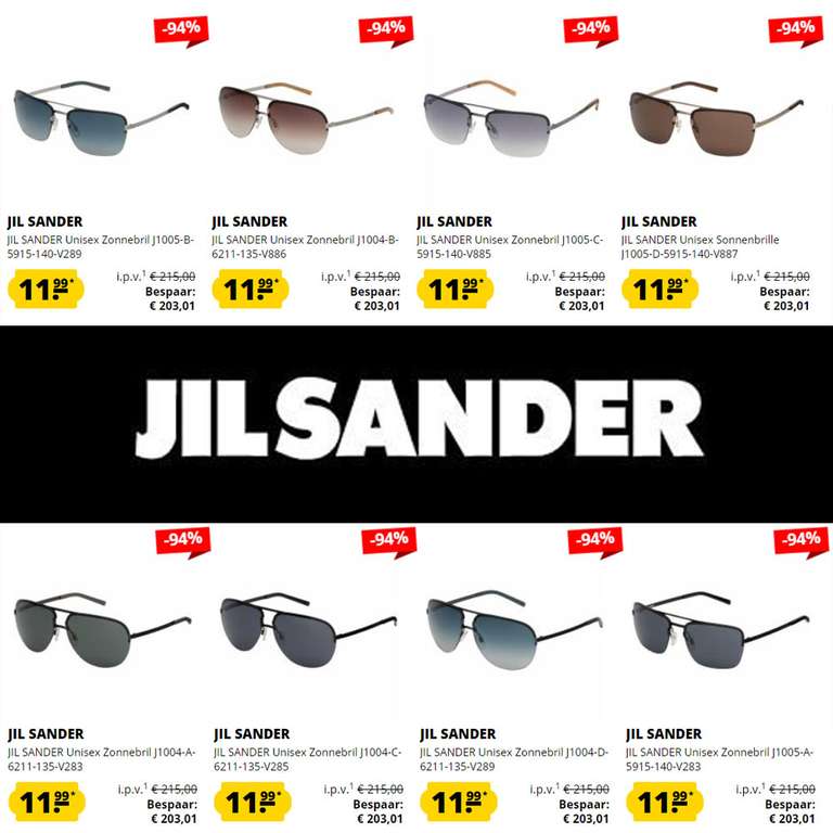 Jil Sander zonnebrillen - unisex modellen