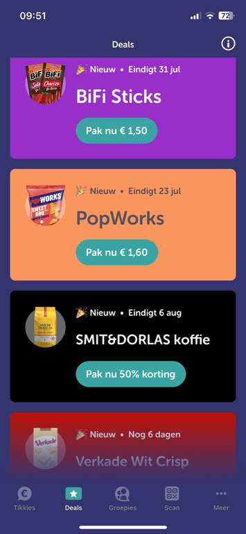 Nieuwe tikkie acties: Bifi sticks, PopWorks, Smit & Dorlas koffie en Verkade wit crisp