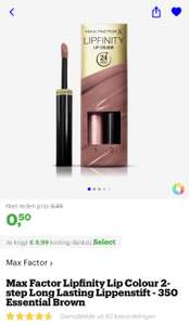 [select deals bol.com] prijsfout! Max Factor Lipfinity Lip Colour 2-step Long Lasting Lippenstift - 350 Essential Brown €0,50