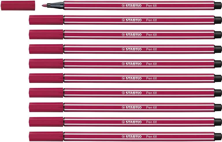 STABILO Pen 68, Premium Viltstift, 10 stuks , donkerrood
