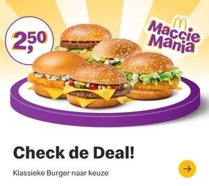 1 klassieke burger voor €2,50 (Big Mac, McChicken, McPlant, etc.) @McDonald’s