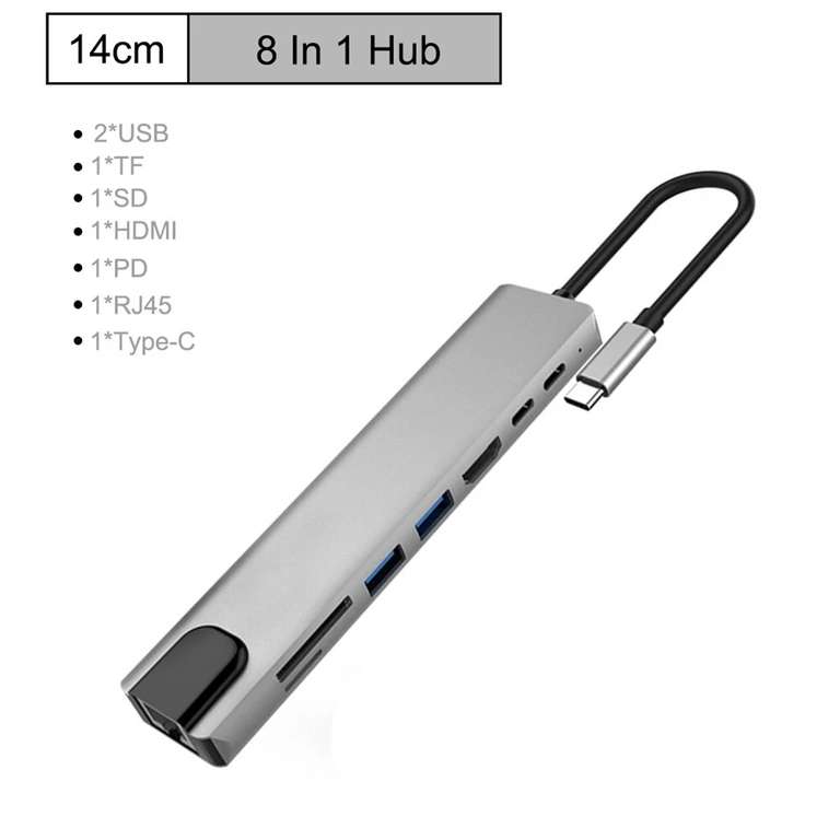 Bakeey PB-C7366 8-in-1 USB-C Hub Docking Station €15,10 @ Banggood