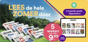 5 weken (30x) de krant + 3 maanden toegang tot tijdschrift.nl