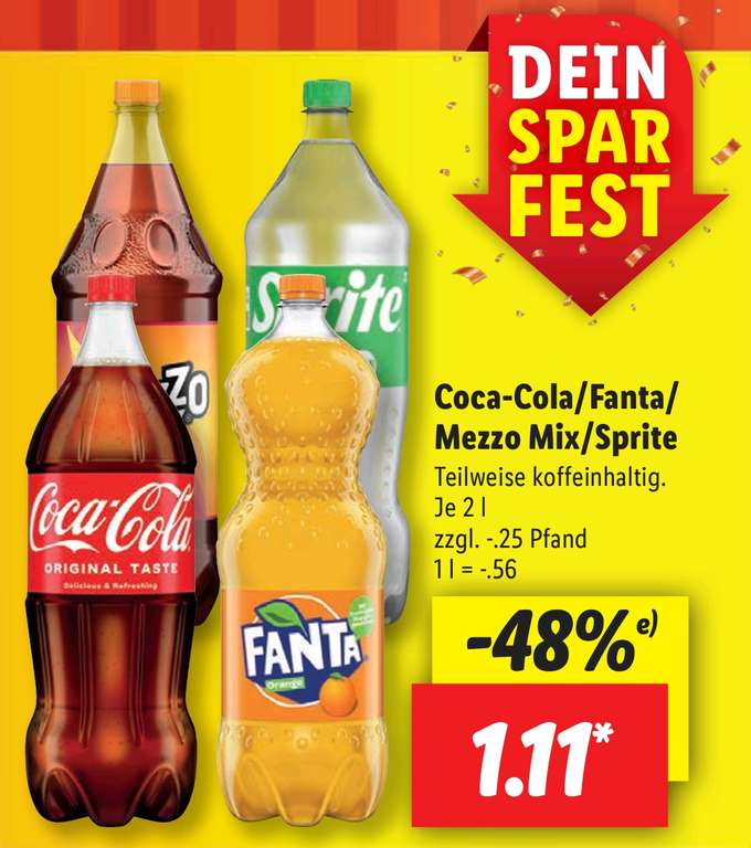 [GRENSDEAL] Coca-Cola, Sprite & Fanta 2L @Lidl Duitsland