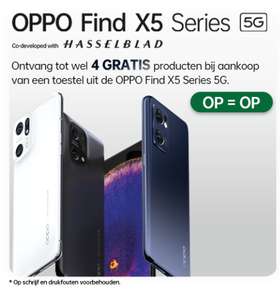 Ontvang tot wel 4 gratis producten bij aankoop van een toestel uit de OPPO Find X5 Series 5G