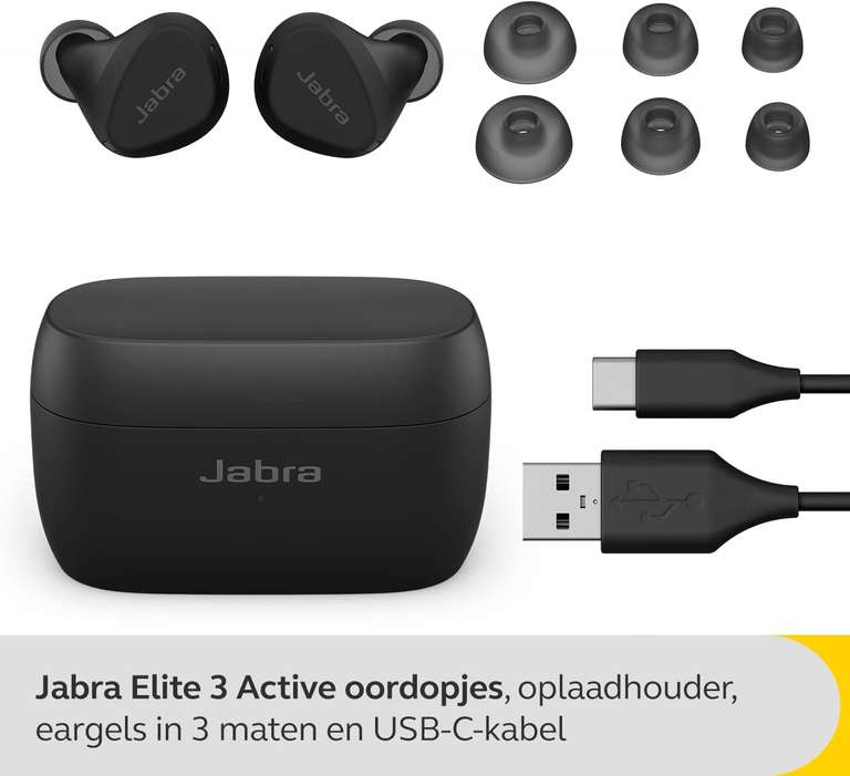 Jabra Elite 3 Active True Wireless spatwaterdichte Sport Oordopjes met Active Noise Cancellation