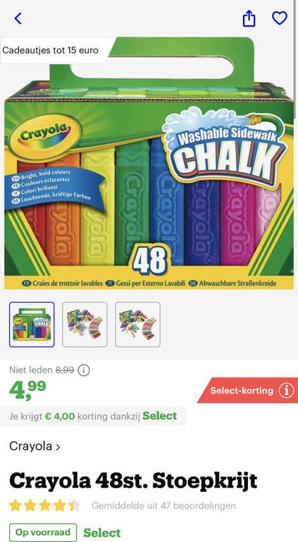 [select deal bol.com]&[amazon]Crayola 48st. Stoepkrijt €4,99