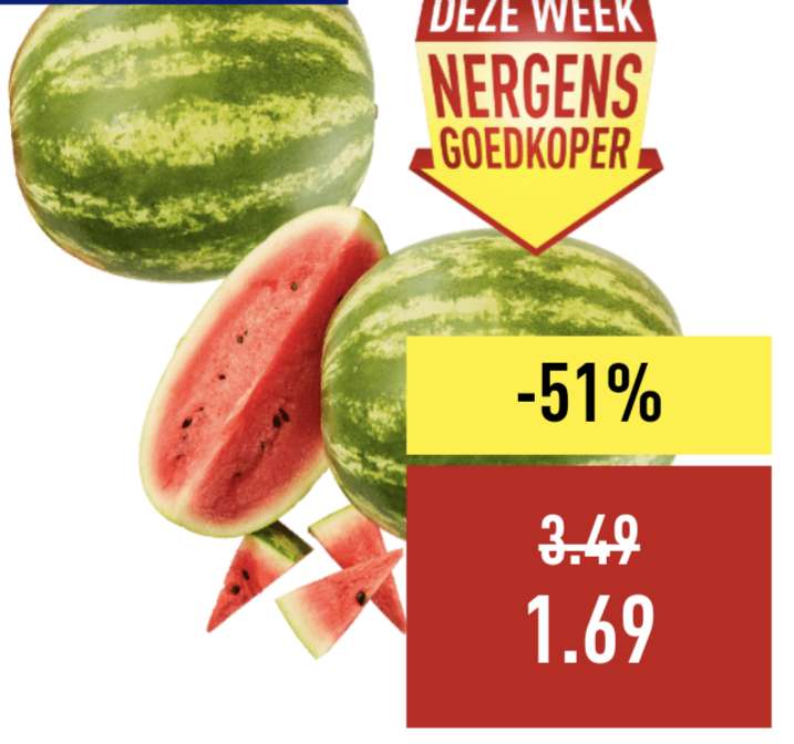 Hele watermeloen €1,69! (nergens goedkoper)