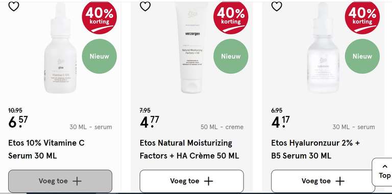 Etos personalized skincare 40% korting , dupe The Ordinary?