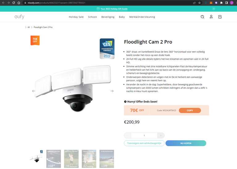 Eufy Floodlight Camera 2K Pro [Laagste prijs ooit?]