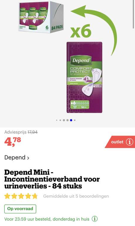 [bol.com] Depend Mini - Incontinentieverband voor urineverlies - 84 stuks €4,78