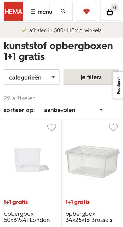 1+1 gratis Kunststof Opbergboxen