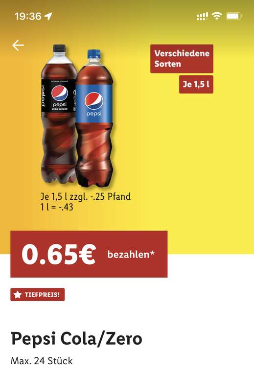 [Grensdeal] Pepsi Cola of Zero 1,5 Liter
