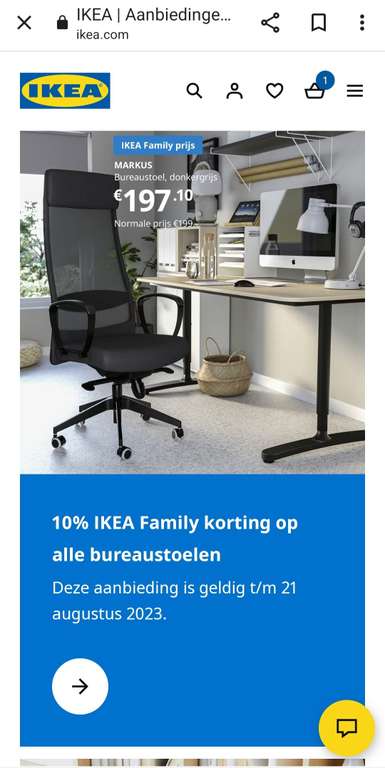 10% IKEA Family korting op alle bureaustoelen