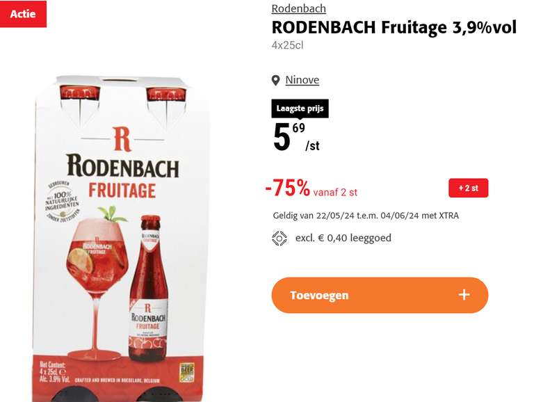[GRENSDEAL BELGIË] Rodenbach Fruitage bier - 75% korting bij aankoop van twee 4-packs