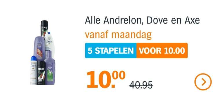 Albert Heijn: alle Andrélon, Rexona, Dove en Axe 5 voor 10 euro!!