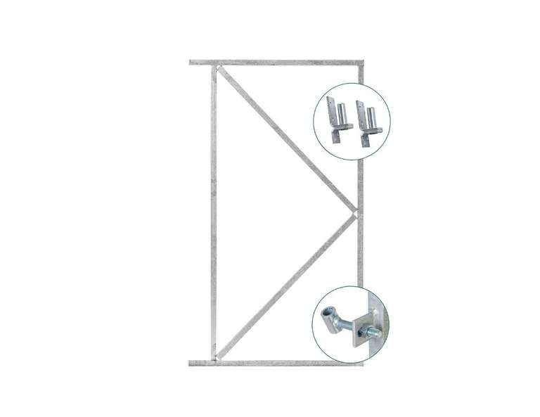 Ijzeren frame voor zelfbouw schuttingdeur 110 cm breed met 2 ophangogen