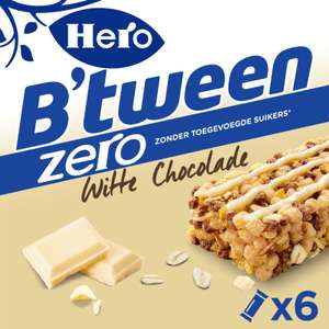 Hero B'tween mueslireep zero witte chocolade 2 halen 1 betalen €1,49 @Kruidvat (KORTING 1+1 SNOEP)