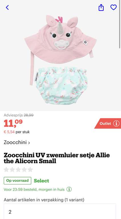 [bol.com] Zoocchini UV zwemluier setje Allie the Alicorn Small €11,09 zie omschrijving voor wasbare luiers.