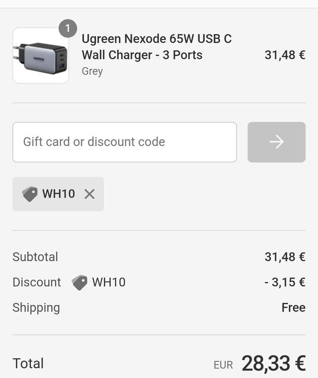 Ugreen Nexode 65W USB C Wall Charger - 3 Ports