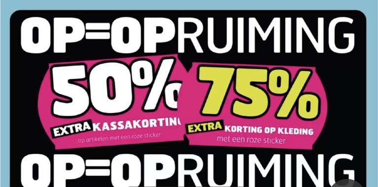 [trekpleister] 50% korting op producten met roze sticker! Kleding 75% korting (vanaf 9 januari)Ook online