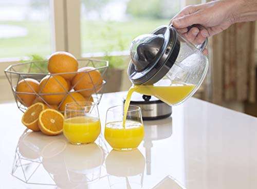 Bestron elektrische Citruspers, Sinaasappelpers incl. 2 perskogels en aromadeksel, motor met twee draairichtingen