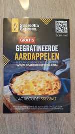 Gratis gegratineerde aardappelen bij spareribexpress (vanaf €16,50)