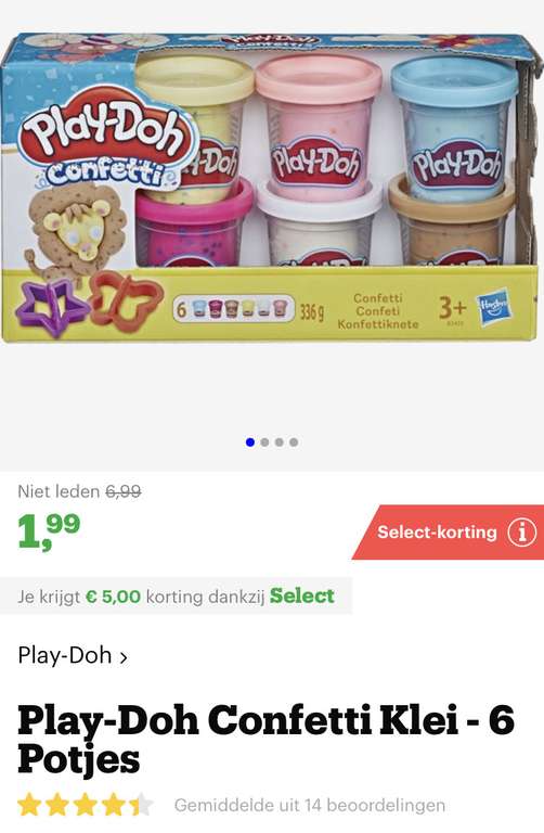 Amazon nog beschikbaar zie reacties [bol.com select deal] Boetseerklei - Play-Doh Confetti Klei - 6 Potjes Gespikkelde klei! €1,99