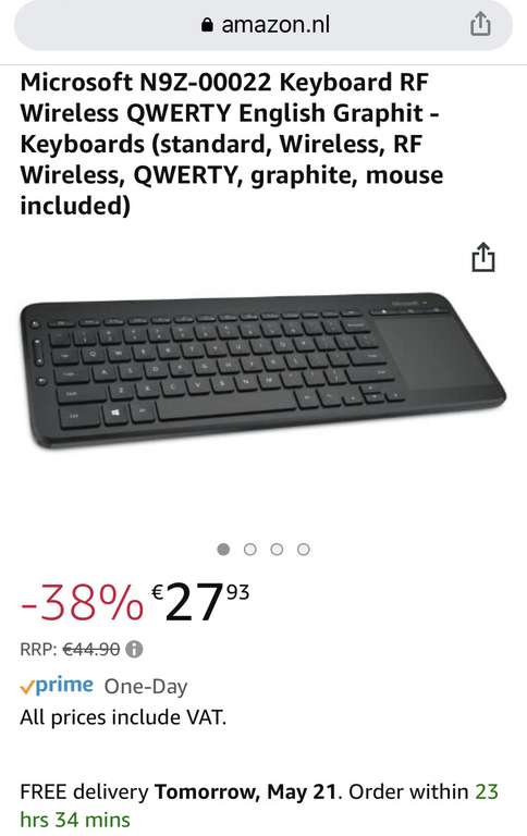 Microsoft N9Z-00022 Keyboard RF Wireless QWERTY English Graphit - Keyboards