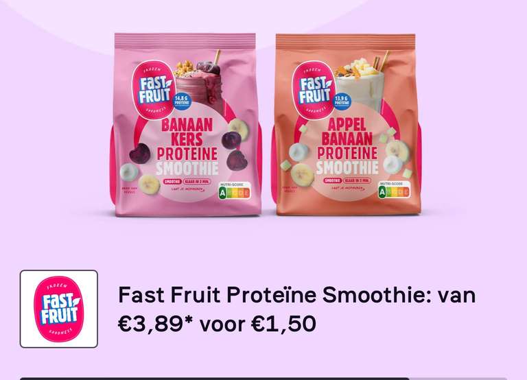 Fast Fruit Proteïne Smoothie voor €1,50 @ Scoupy