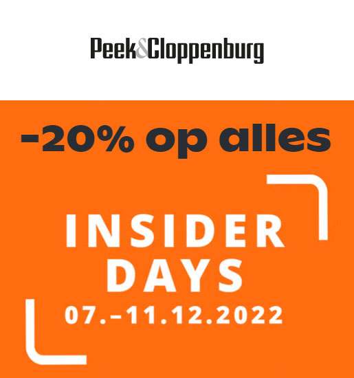 Peek & Cloppenburg: 20% korting - ook op sale