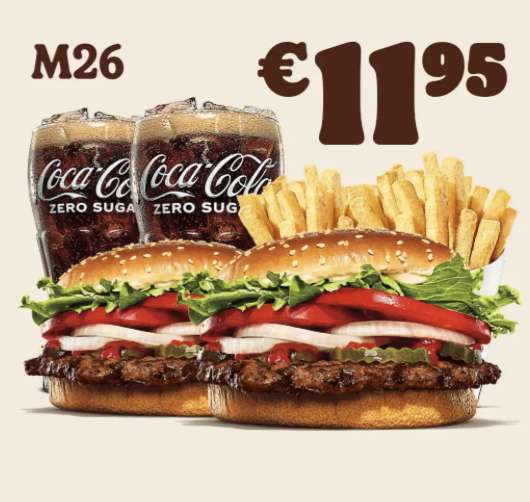 2 Whopper Medium Menu voor €11,95 @ Burger King