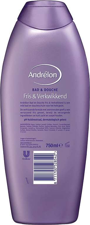 Andrélon Bad & Douche Fris & Verkwikkend Bad- en Doucheschuim - 6 x 750 ml - Voordeelverpakking