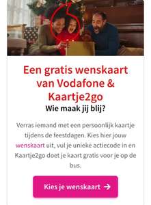 Gratis wenskaart voor Vodafone klanten bij Kaartje2go middels persoonlijke actiecode per SMS