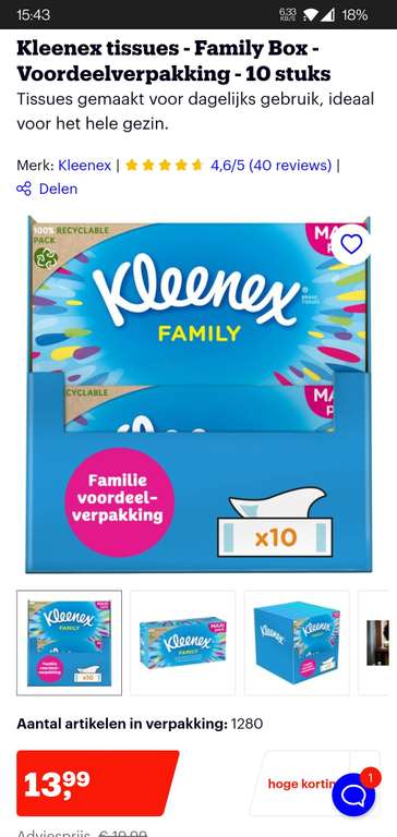Kleenex family tissues 1280 stuks