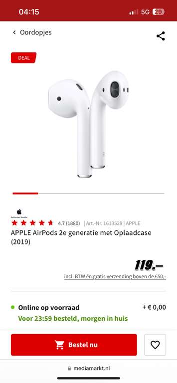 Apple Airpods 2e generatie (2019)
