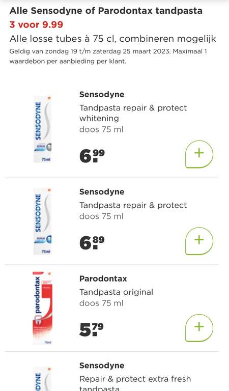 Sensodyne & Parodontax 3 voor €9,99