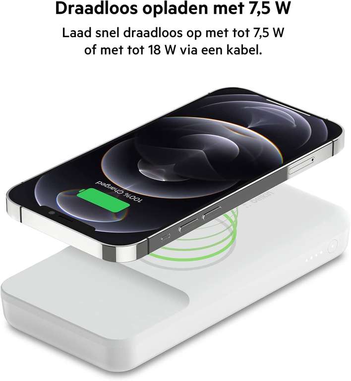 [Prime] Belkin Magnetische draadloze 10.000mAh-powerbank (iPhone 12/13) – Wit
