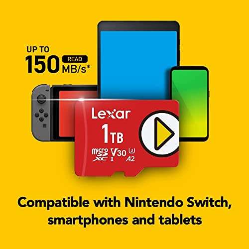 Lexar Play Micro SD-kaart 1 TB, microSDXC UHS-I-kaart, tot 150 MB/s leessnelheid ) [DE naar BE prijs]