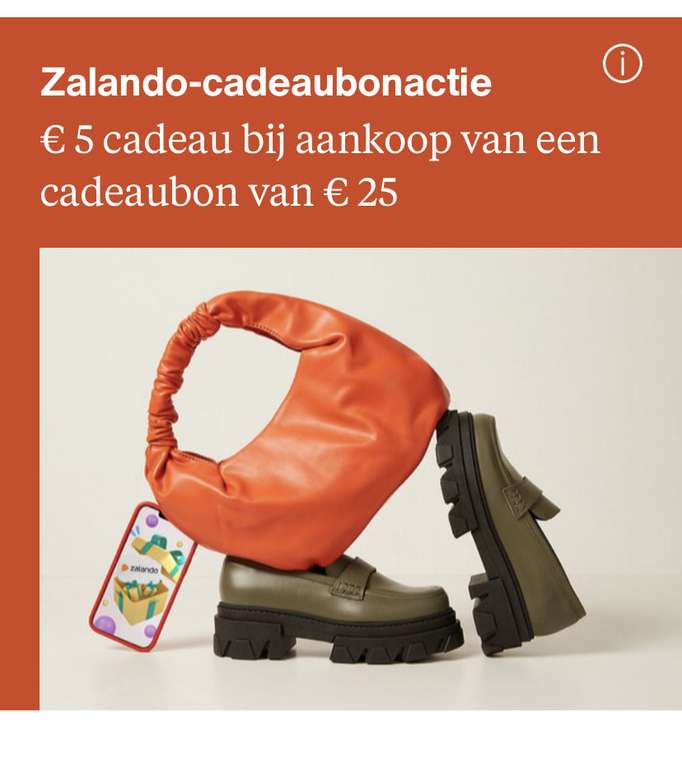 Krijg 5 euro gratis tegoed bij een cadeaukaart van 25 euro of meer @Zalando