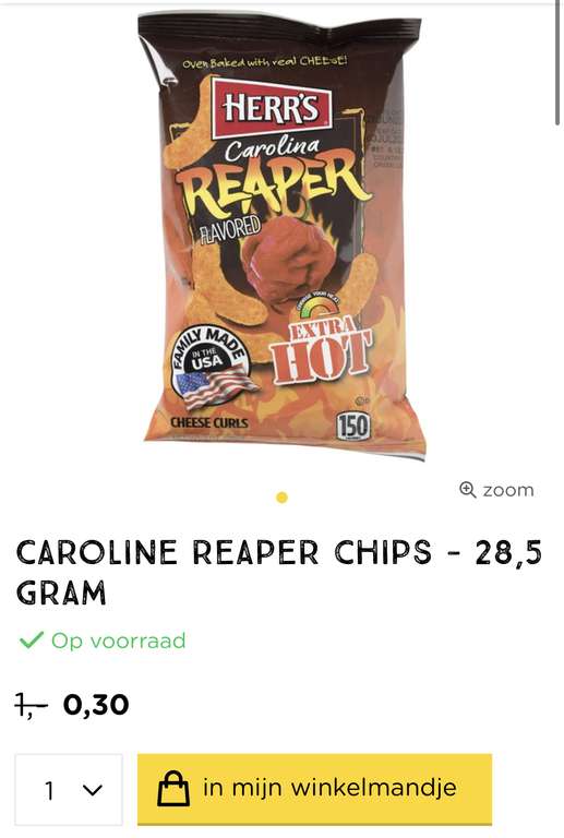 [xenos] Caroline reaper chips - 28,5 gram €0,30