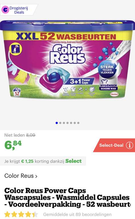 [bol.com select deal] Color Reus Power Caps Wascapsules - Wasmiddel Capsules - Voordeelverpakking - 52 wasbeurten €6,84
