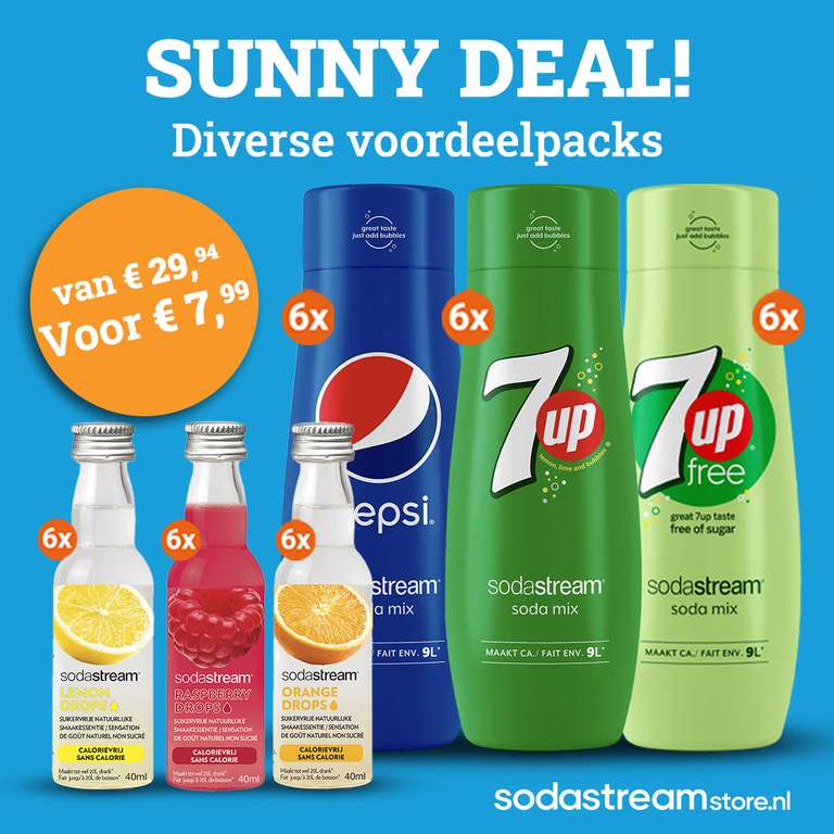 SodaStream siropen 6-packs (beperkte THT) voor €7,99 @ SodaStreamstore