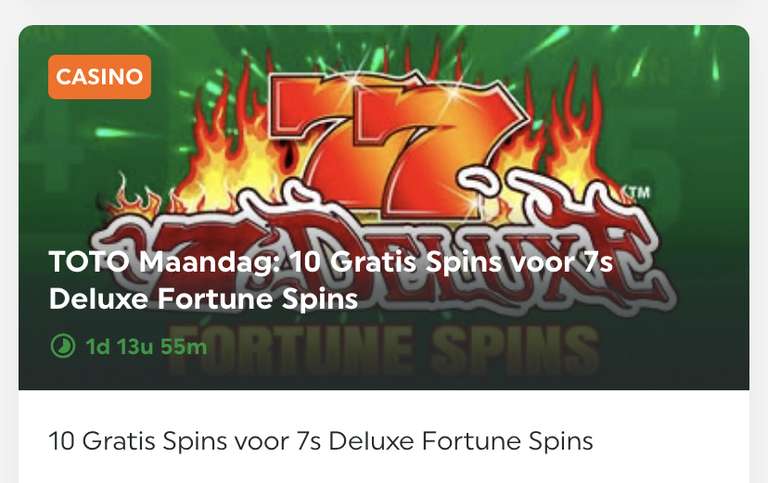 Toto gratis 10 spins op 7s Deluxe Fortunes