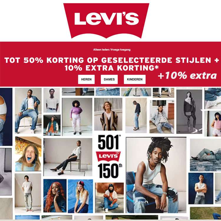 De andere dag Necklet Aanzienlijk Levi's: sale tot 50% korting + 10% extra (members) + 10% extra  (nieuwsbrief) - Pepper.com