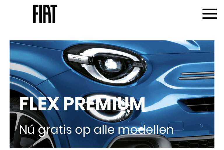 Gratis Flex Premium twv €35,- per maand bij Fiat Lease