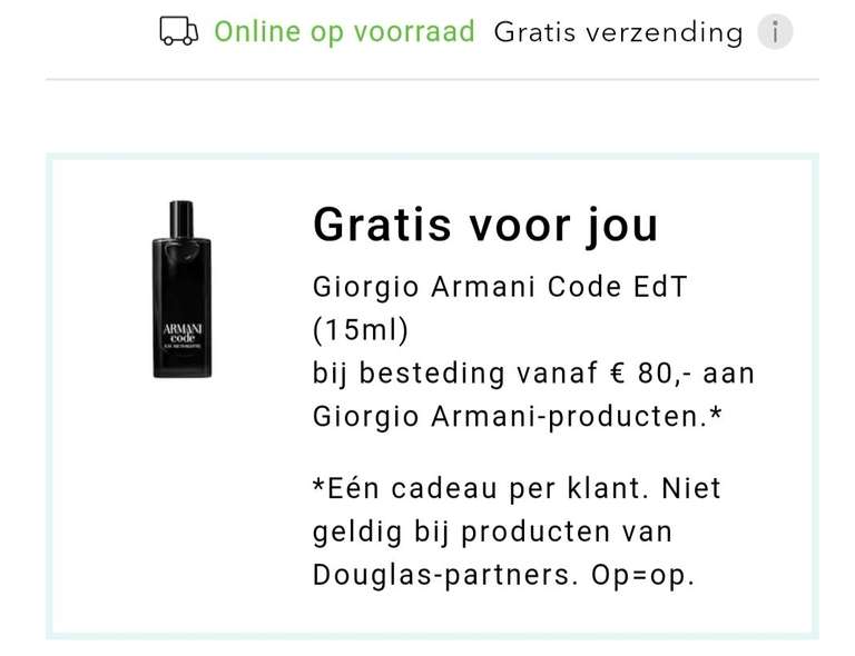 Korting op Giorgio Armani EDT. + Gratis 15ml Armani Code EDT (bij €80+)